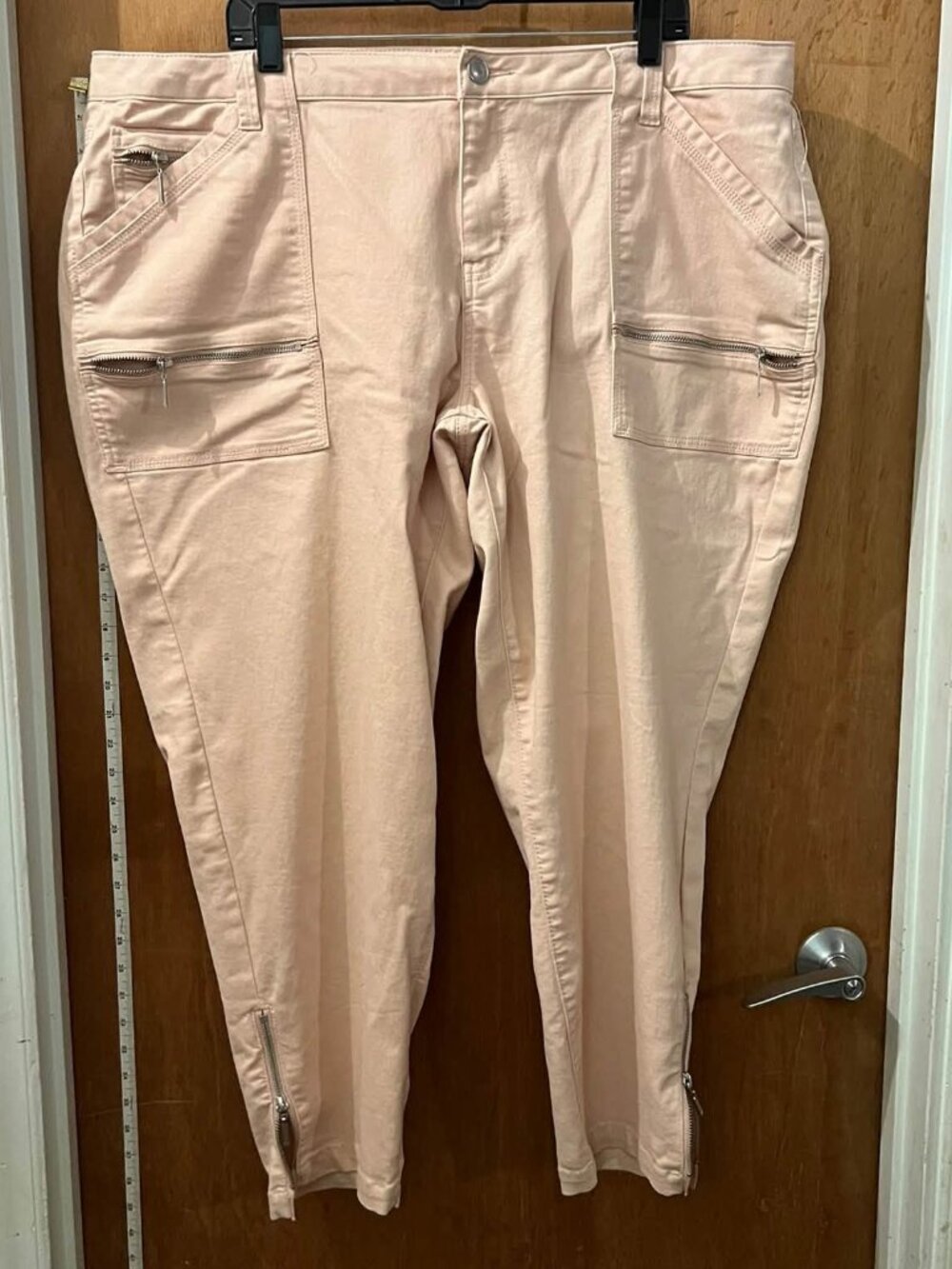 Size 22W - Kate & Mallory - Beigy Pink Jean Like Pants w/Zipper Trim W44"xL28"